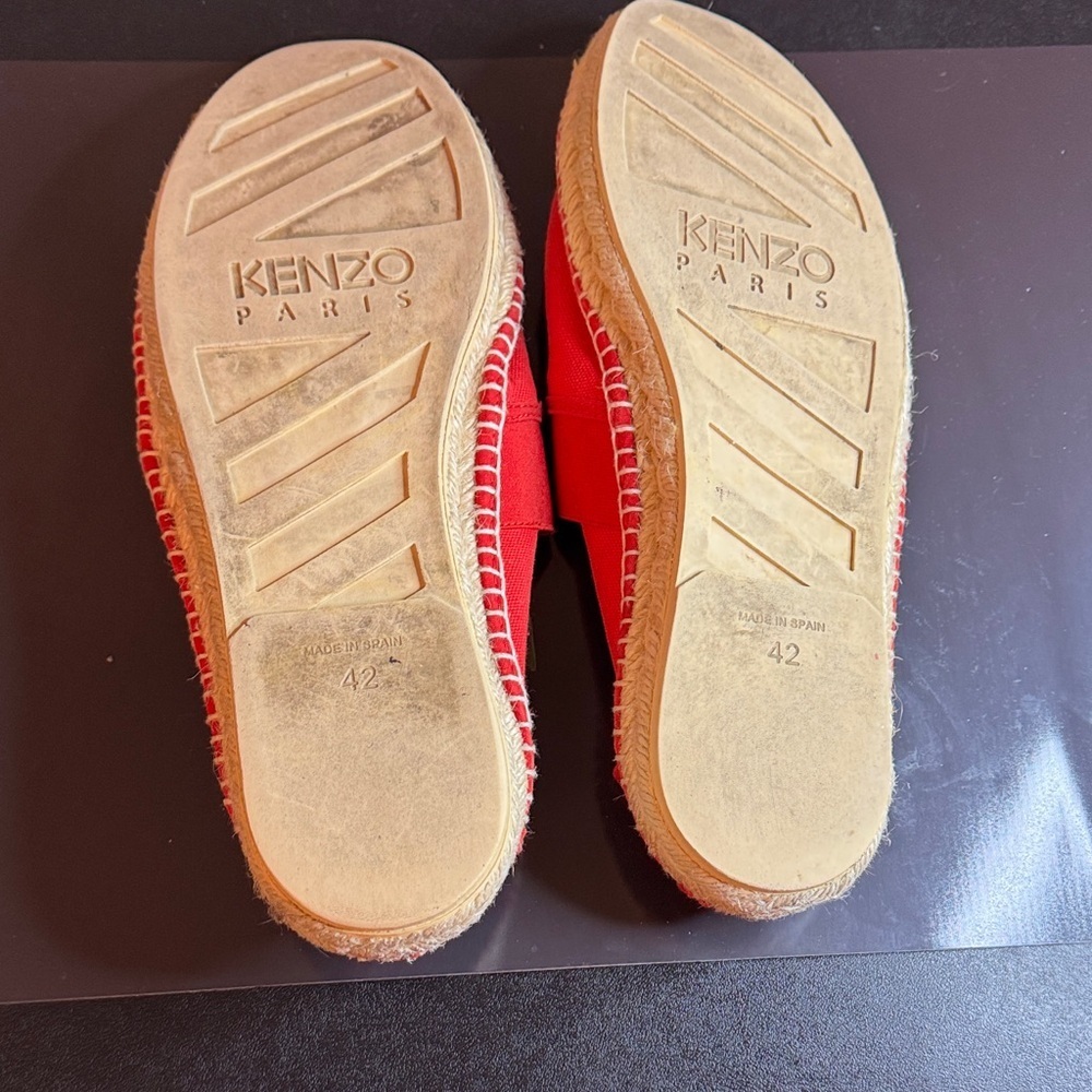 KENZO Paris Red Tiger Head Embroidered Canvas Espadrilles Women Size 42 or 12 - Picture 9 of 10